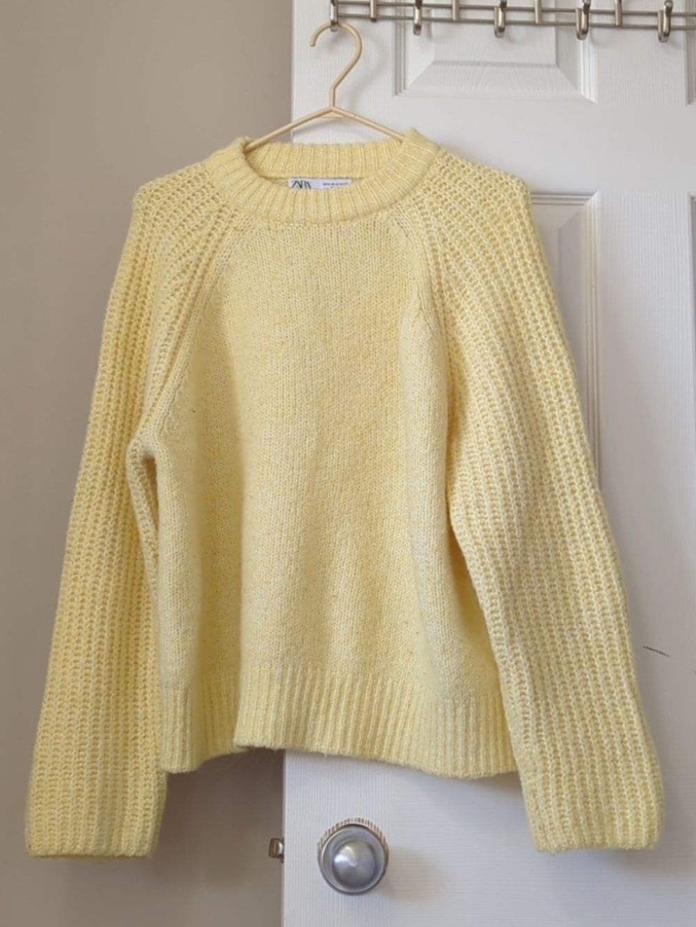 ZARA Soft Yellow Cable Knit Sweater